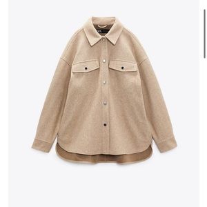 Zara soft over shirt, in beige. Size M